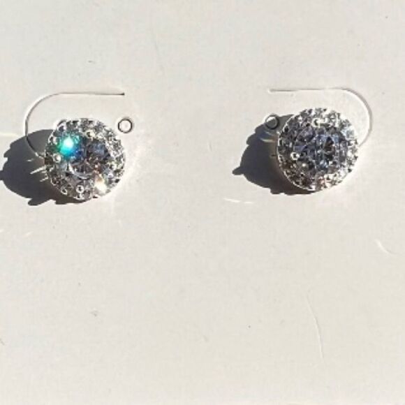 Sterling Silver Cubic Zirconia Stud Earrings New - Picture 4 of 7